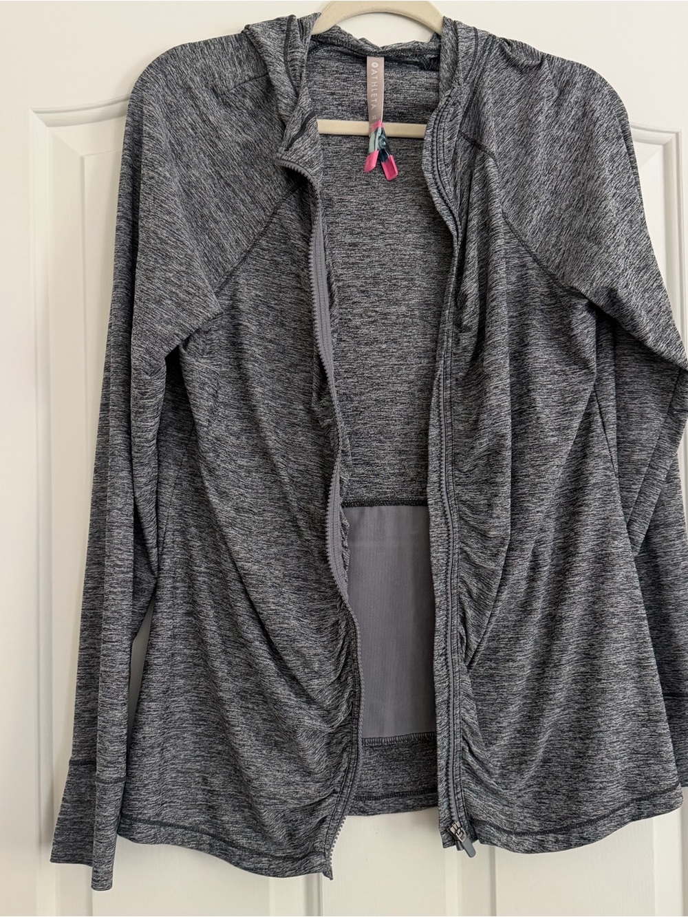 Athleta Gray Heather Zip Athletic Jacket Top XL